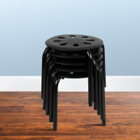Flash Furniture LE-S2-BLACK-GG Plastic Nesting Stack Stools, 11.5
